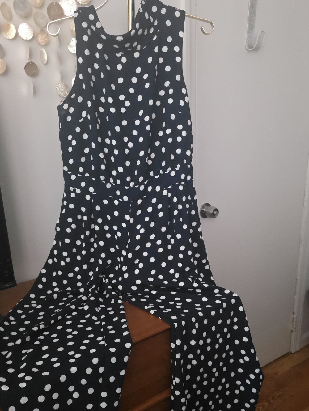 Boden Black & White Polka Dot Sleeveless Jumpsuit